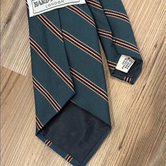 Hardy Amies Teal Striped Tie - Picture 4 of 6